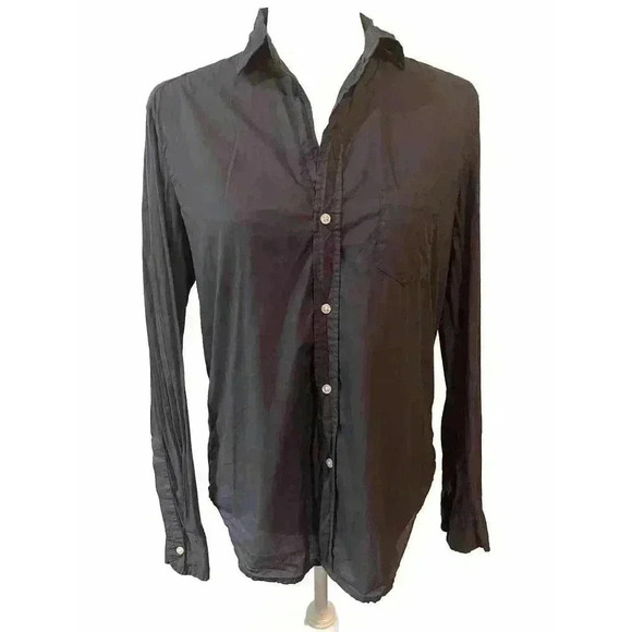Frank & Eileen EILEEN Poplin Button Down Shirt XS Long-Sleeve Cotton Navy Blue - Picture 1 of 8